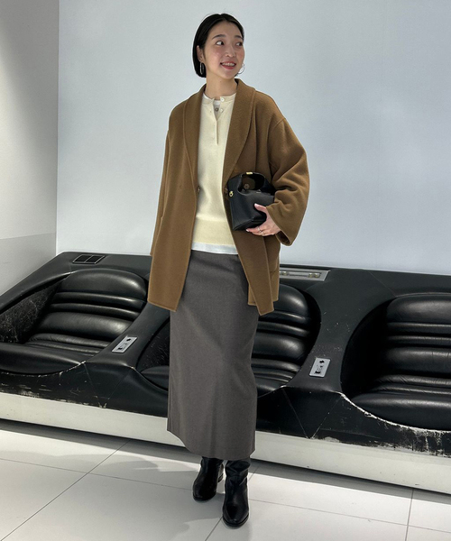 SLOBE IENA(スローブイエナ)の「《吸湿発熱/3サイズ展開》ウールミックスイージースカート(スカート・レディース・チャコールグレー/ブラック/ベージュ・40/38/36)」の21枚目の写真