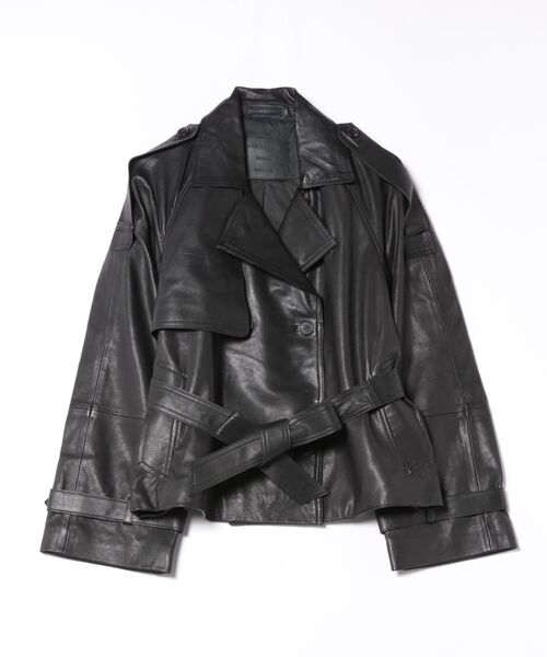 ALLSAINTS(オールセインツ)の「REED CROPPED LEATHER TRENCH | REED クロップド レザー トレンチ(トレンチコート・レディース・ブラック・S/M/XS)」の7枚目の写真