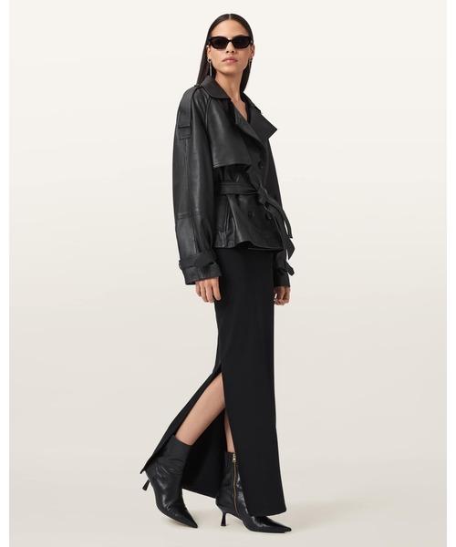 ALLSAINTS(オールセインツ)の「REED CROPPED LEATHER TRENCH | REED クロップド レザー トレンチ(トレンチコート・レディース・ブラック・S/M/XS)」の3枚目の写真