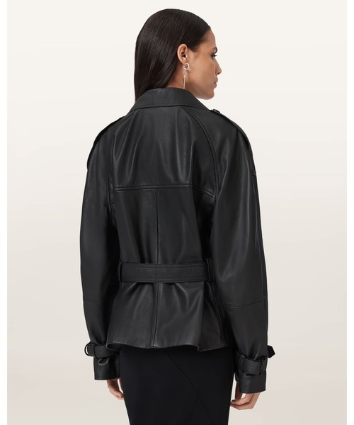 ALLSAINTS(オールセインツ)の「REED CROPPED LEATHER TRENCH | REED クロップド レザー トレンチ(トレンチコート・レディース・ブラック・S/M/XS)」の6枚目の写真