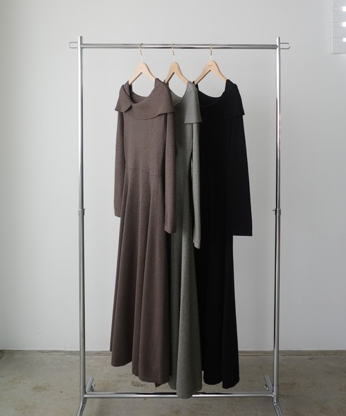 Louere ルエレ アシメネックフレアニットワンピース MT Louere ルエレ