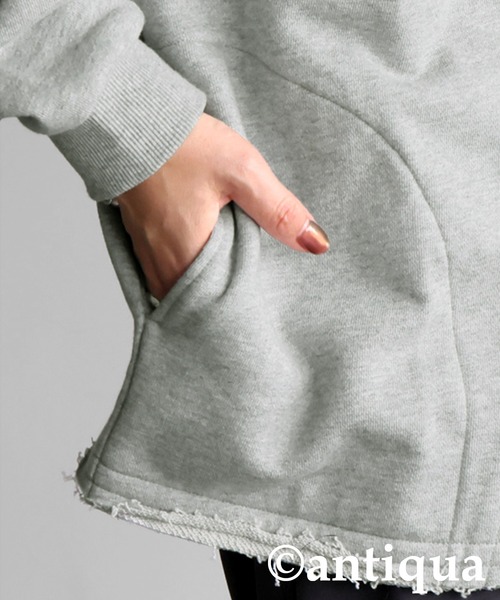 antiqua(アンティカ)の「裏毛 デザインフーディー(パーカー・レディース・ブラック/杢グレー・ONESIZE)」の11枚目の写真