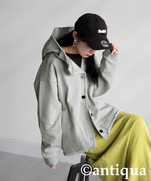 antiqua(アンティカ)の「裏毛 デザインフーディー(パーカー・レディース・ブラック/杢グレー・ONESIZE)」の14枚目の写真