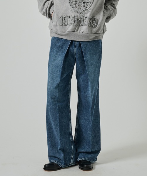 セール】【JOHN LAWRENCE SULLIVAN】WASHED DENIM WIDE PANTS（デニム