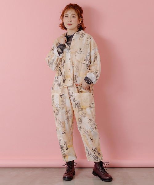 ScoLar（スカラー）の「153612：バイオ加工レースプリントシャツ（シャツ/ブラウス・レディース・ベージュ/カーキ・M）」の3枚目の写真