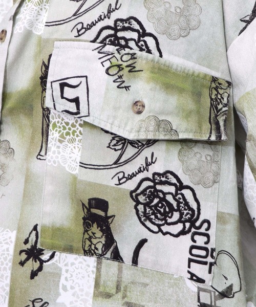 ScoLar（スカラー）の「153612：バイオ加工レースプリントシャツ（シャツ/ブラウス・レディース・ベージュ/カーキ・M）」の11枚目の写真