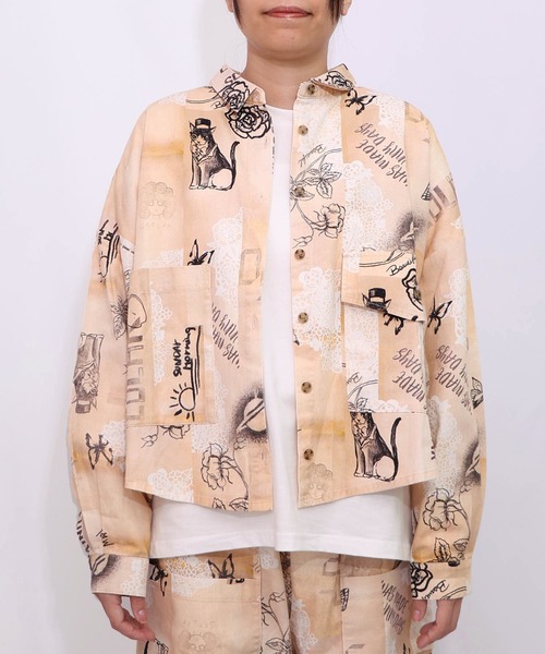 ScoLar（スカラー）の「153612：バイオ加工レースプリントシャツ（シャツ/ブラウス・レディース・ベージュ/カーキ・M）」の12枚目の写真