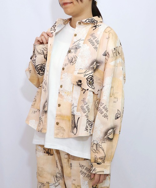 ScoLar（スカラー）の「153612：バイオ加工レースプリントシャツ（シャツ/ブラウス・レディース・ベージュ/カーキ・M）」の13枚目の写真