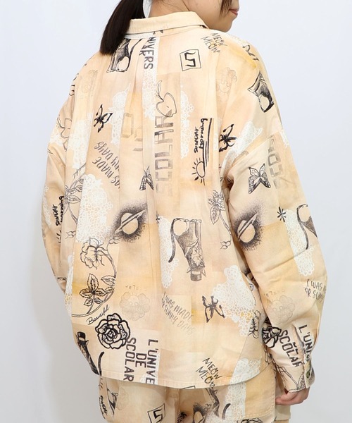 ScoLar（スカラー）の「153612：バイオ加工レースプリントシャツ（シャツ/ブラウス・レディース・ベージュ/カーキ・M）」の14枚目の写真