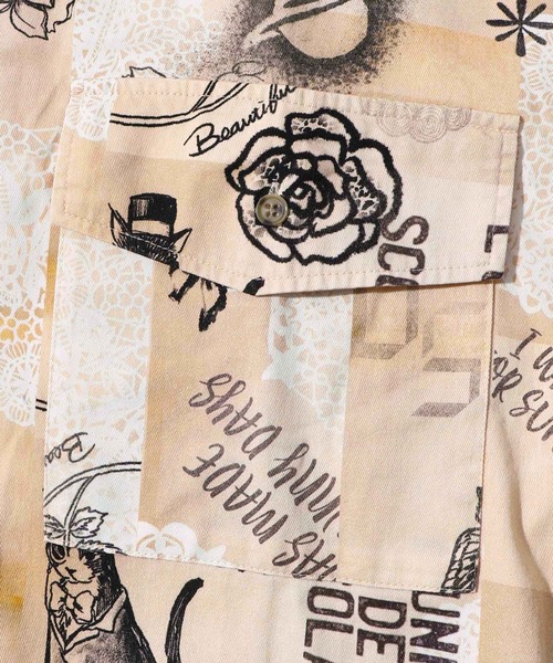 ScoLar（スカラー）の「153612：バイオ加工レースプリントシャツ（シャツ/ブラウス・レディース・ベージュ/カーキ・M）」の15枚目の写真