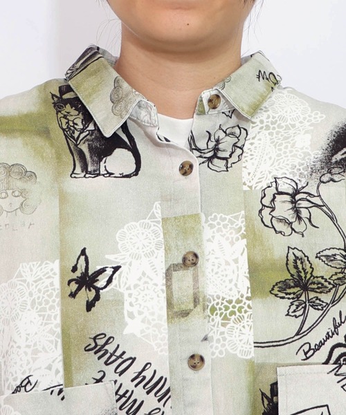 ScoLar（スカラー）の「153612：バイオ加工レースプリントシャツ（シャツ/ブラウス・レディース・ベージュ/カーキ・M）」の16枚目の写真