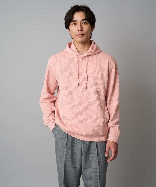 a.v.v（アーヴェヴェ）の「【イージーケア/毛玉になりにくい】幾何ジャカードプルオーバーパーカー【ストレッチ/洗濯機で洗える】（パーカー・メンズ・ブルー/ブラック/レッド/ライトグレー/ピンク/ダークインディゴブルー・46/48/50）」の5枚目の写真