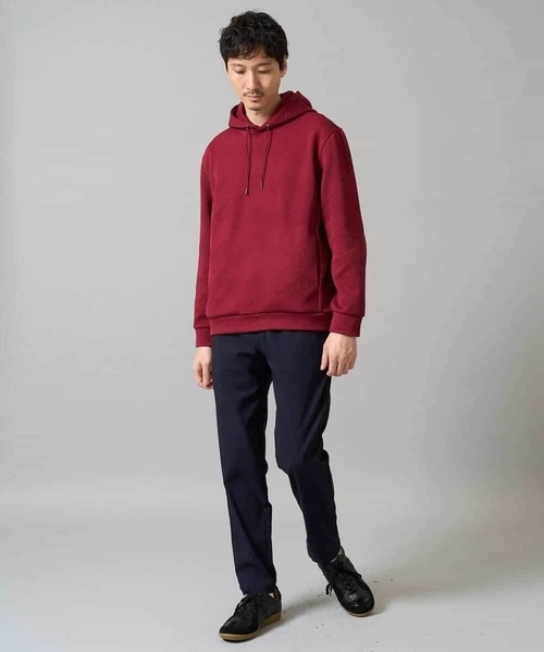 a.v.v（アーヴェヴェ）の「【イージーケア/毛玉になりにくい】幾何ジャカードプルオーバーパーカー【ストレッチ/洗濯機で洗える】（パーカー・メンズ・ブルー/ブラック/レッド/ライトグレー/ピンク/ダークインディゴブルー・46/48/50）」の18枚目の写真