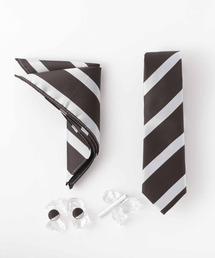 Quit Running（クイトランニング）の「メンズ スーツ ギフト箱4点セット レジメンタル ストライプ ナロータイ（ネクタイ）」