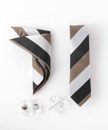 Quit Running（クイトランニング）の「メンズ スーツ ギフト箱4点セット レジメンタル ストライプ ナロータイ（ネクタイ）」