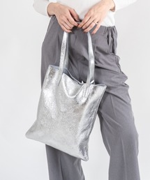 andrea cardone | 【andrea cardone/アンドレアカルドネ】レザー メタリック トートバッグ ミニポーチ付き イタリア製(トートバッグ)