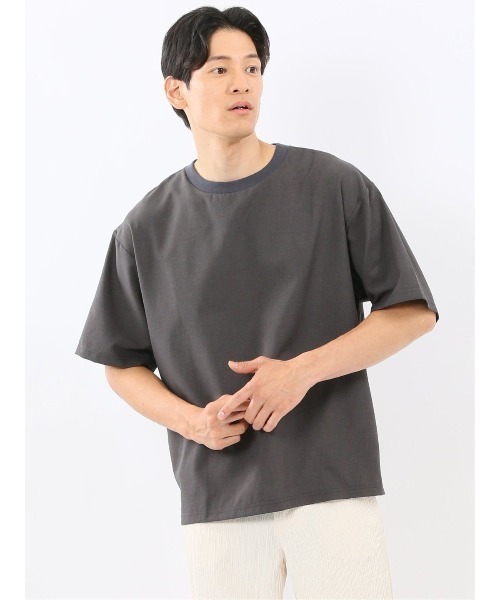 m.f.editorial（エムエフエディトリアル）の「【ストレッチ 吸水速乾 防シワ】m.f.エディトリアル メンズ circle motion air2 クルー 半袖 Tシャツ(セットアップ可能)（Tシャツ/カットソー・メンズ・グレー系その他2/ブラック・MEDIUM/LARGE）」の2枚目の写真