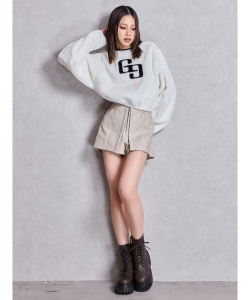GYDA(ジェイダ)の「GG ECO FURショートトップス(Tシャツ/カットソー・レディース・ピンク/ベージュ/オフホワイト/ブラック・FREE)」の16枚目の写真