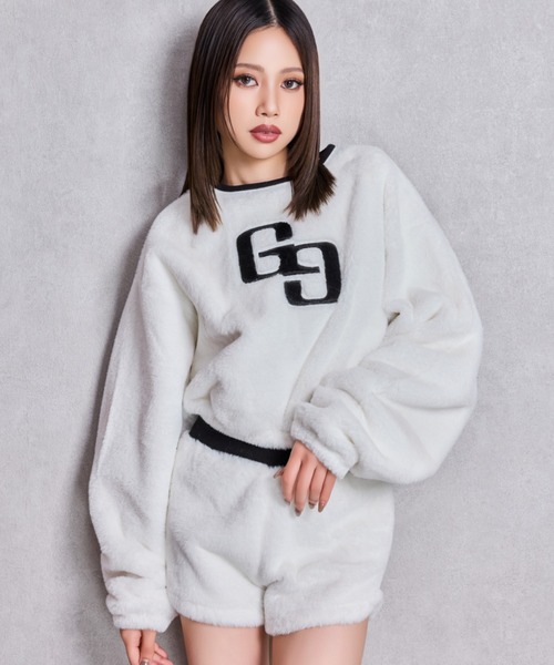 GYDA(ジェイダ)の「GG ECO FURショートトップス(Tシャツ/カットソー・レディース・ピンク/ベージュ/オフホワイト/ブラック・FREE)」の2枚目の写真