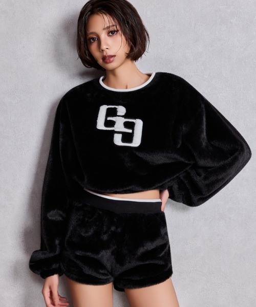 GYDA(ジェイダ)の「GG ECO FURショートトップス(Tシャツ/カットソー・レディース・ピンク/ベージュ/オフホワイト/ブラック・FREE)」の1枚目の写真