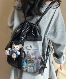 moco様☆リバティ　アデラジャグレー×グレー　ナップサック他確認ページ セール】FReePLACe/クリアポケット ナップサック X12634（バックパック