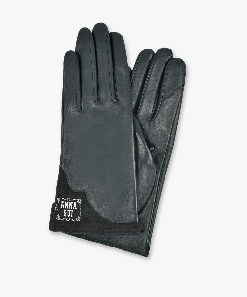 セール】ANNA SUI シルバーロゴプリント スマホ対応革手袋（手袋