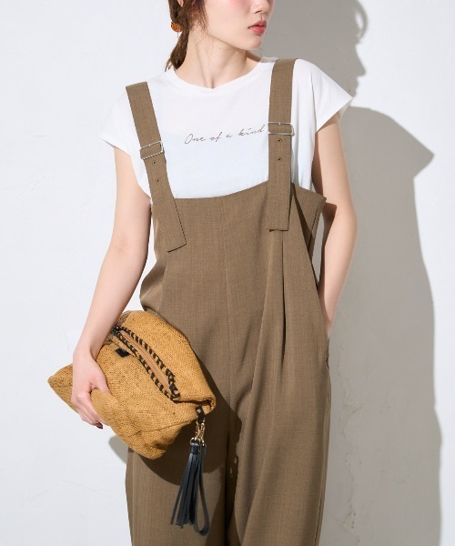 ハイウエストタックワイドサロペット