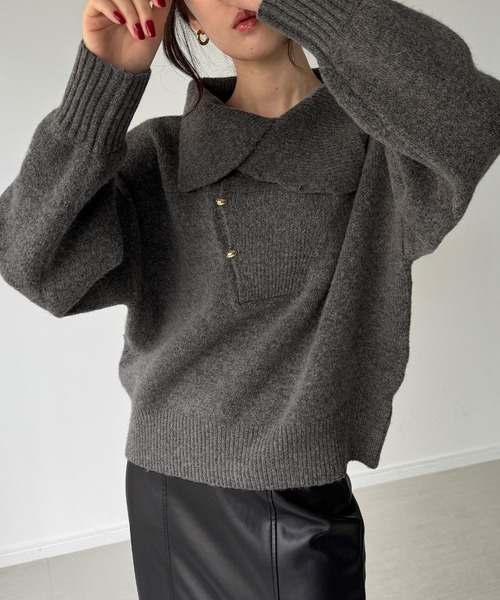 junoah(ジュノア)の「2wayネックゴールドボタンニットプルオーバー(ニット/セーター・レディース・ベージュ/チャコール/アイボリー・MEDIUM/LARGE)」の20枚目の写真