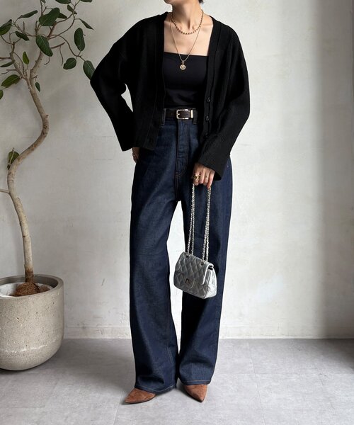 DouDou（ドゥドゥ）の「【WEB限定】レイヤードリブVネックカーディガン（カーディガン/ボレロ・レディース・ベージュ/グレー/ブラック・FREE）」の6枚目の写真