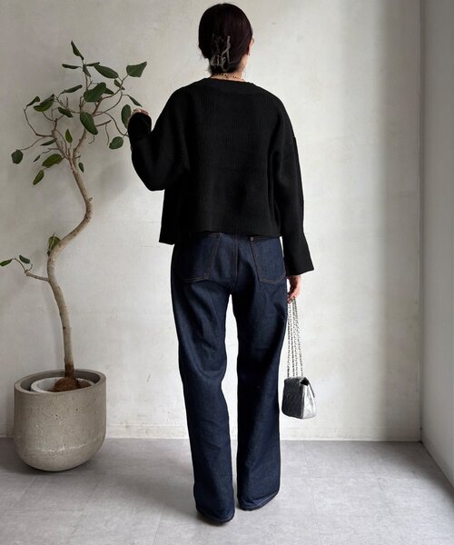 DouDou（ドゥドゥ）の「【WEB限定】レイヤードリブVネックカーディガン（カーディガン/ボレロ・レディース・ベージュ/グレー/ブラック・FREE）」の8枚目の写真