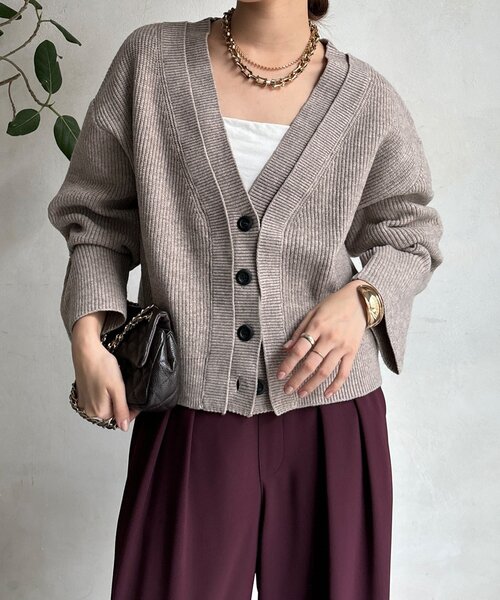 DouDou（ドゥドゥ）の「【WEB限定】レイヤードリブVネックカーディガン（カーディガン/ボレロ・レディース・ベージュ/グレー/ブラック・FREE）」の17枚目の写真