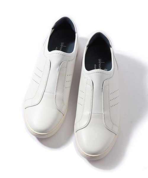 whoop-de-doo（フープディドゥ）の「ストレッチスリッポン whoop-de-doo/フープディドゥ（スリッポン・メンズ・ホワイト/ブラック×ブラック・40/41/42/43/44）」の2枚目の写真