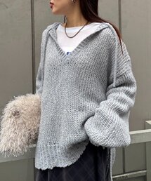 CIAOPANIC TYPY | メランジVネックニットフーディー(ニット/セーター)