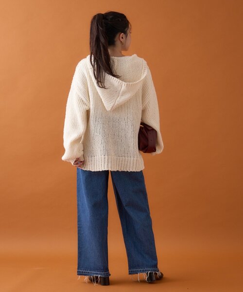 CIAOPANIC TYPY(チャオパニックティピー)の「メランジVネックニットフーディー(ニット/セーター・レディース・サックスブルー/イエロー/チャコールグレー/オフホワイト/ピンク・ONE SIZE)」の16枚目の写真