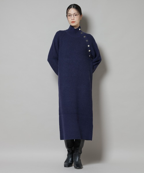 NANO universe（ナノユニバース）の「釦ディティールニットワンピース（ワンピース・レディース・グレー/ベージュ/ネイビー・FREE）」の12枚目の写真