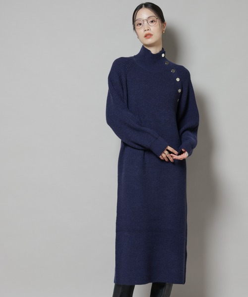 NANO universe（ナノユニバース）の「釦ディティールニットワンピース（ワンピース・レディース・グレー/ベージュ/ネイビー・FREE）」の13枚目の写真