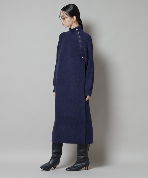 NANO universe（ナノユニバース）の「釦ディティールニットワンピース（ワンピース・レディース・グレー/ベージュ/ネイビー・FREE）」の14枚目の写真