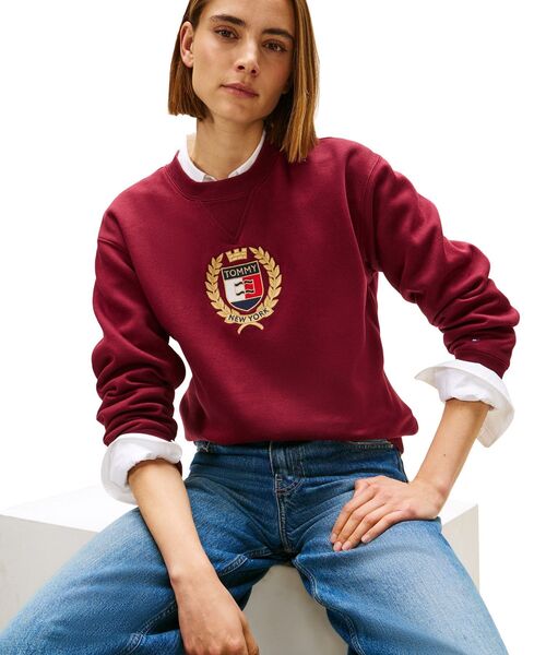 TOMMY HILFIGER（トミーヒルフィガー）の「【オンライン限定】ボクシークエストクルースウェット（スウェット・レディース・グレー/ネイビー/レッド・MEDIUM/X-SMALL/SMALL）」の12枚目の写真