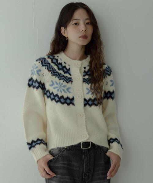 URBAN RESEARCH Sonny Label(アーバンリサーチサニーレーベル)の「求心柄ニットカーディガン(ニット/セーター・レディース・オフホワイト/ブルー/ブラウン・FREE)」の12枚目の写真