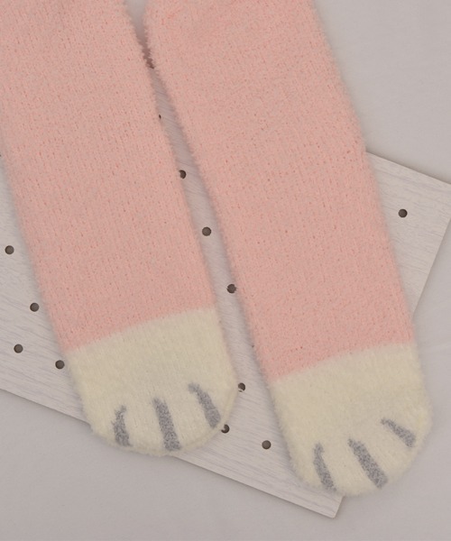TONE SELECT GOODS(トーンセレクトグッズ)の「【float】ふわふわ モコモコ ネコ柄 パステル カラー デザイン ルームソックス【12色展開】(ソックス/靴下・レディース・グリーン系3/ブルー系2/ベージュ系3/グリーン系1/ピンク系3/ピンク系2/ピンク系1/ブルー系1/ブルー系3/グリーン系2/グレー系1/ベージュ系2・FREE)」の10枚目の写真
