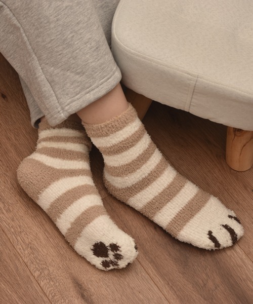 TONE SELECT GOODS(トーンセレクトグッズ)の「【float】ふわふわ モコモコ ネコ柄 パステル カラー デザイン ルームソックス【12色展開】(ソックス/靴下・レディース・グリーン系3/ブルー系2/ベージュ系3/グリーン系1/ピンク系3/ピンク系2/ピンク系1/ブルー系1/ブルー系3/グリーン系2/グレー系1/ベージュ系2・FREE)」の15枚目の写真