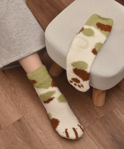 TONE SELECT GOODS(トーンセレクトグッズ)の「【float】ふわふわ モコモコ ネコ柄 パステル カラー デザイン ルームソックス【12色展開】(ソックス/靴下・レディース・グリーン系3/ブルー系2/ベージュ系3/グリーン系1/ピンク系3/ピンク系2/ピンク系1/ブルー系1/ブルー系3/グリーン系2/グレー系1/ベージュ系2・FREE)」の14枚目の写真