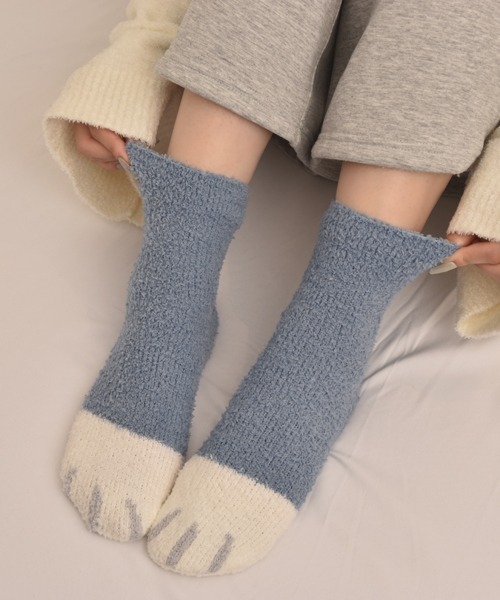 TONE SELECT GOODS(トーンセレクトグッズ)の「【float】ふわふわ モコモコ ネコ柄 パステル カラー デザイン ルームソックス【12色展開】(ソックス/靴下・レディース・グリーン系3/ブルー系2/ベージュ系3/グリーン系1/ピンク系3/ピンク系2/ピンク系1/ブルー系1/ブルー系3/グリーン系2/グレー系1/ベージュ系2・FREE)」の18枚目の写真