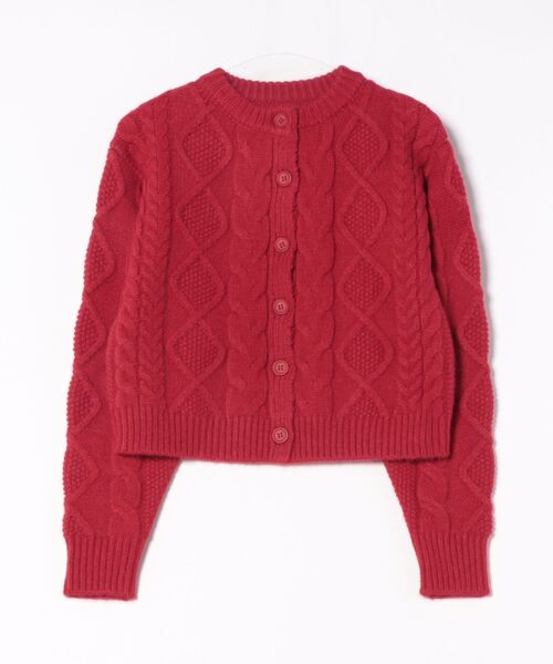 STYLEBLOCK（スタイルブロック）の「ケーブルニットカーディガン（カーディガン/ボレロ・レディース・チャコールグレー/ホワイト系その他/レッド/ブラウン・M）」の4枚目の写真