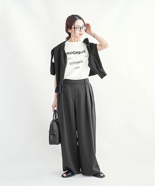 SOLAMONAT LARME(ソラモナラーム)の「ストライプパンツ(その他パンツ・レディース・ブラック/チャコール/グレー・38/40)」の7枚目の写真