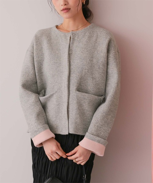 26SS新作/2026 SPRING COLLECTION】配色デザインニットコート