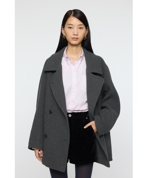 MOUSSY（マウジー）の「DOUBLE BREASTED MID コート（ピーコート・レディース・ブラウン系その他/ブラック/チャコールグレー・1/2）」の5枚目の写真