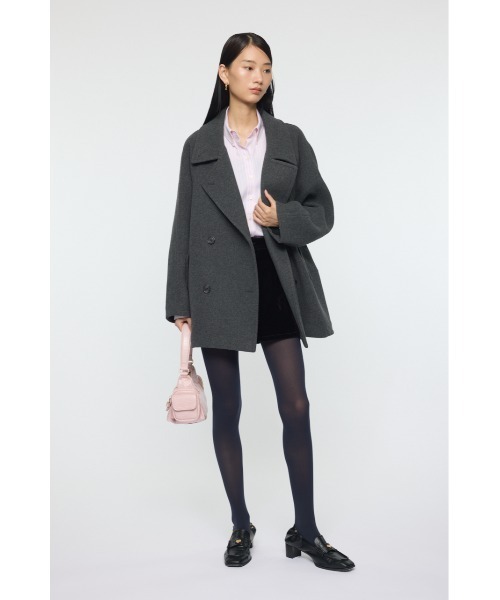MOUSSY DOUBLE BREASTED MID コート（黒） DOUBLE BREASTED MID コート（ピーコート）｜MOUSSY（マウジー）の