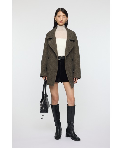 MOUSSY（マウジー）の「DOUBLE BREASTED MID コート（ピーコート・レディース・ブラウン系その他/ブラック/チャコールグレー・1/2）」の19枚目の写真