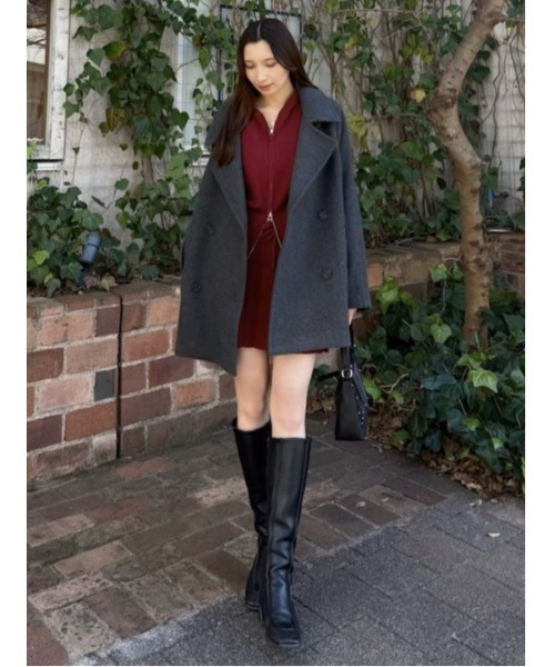 セール】DOUBLE BREASTED MID コート（ピーコート）｜MOUSSY（マウジー